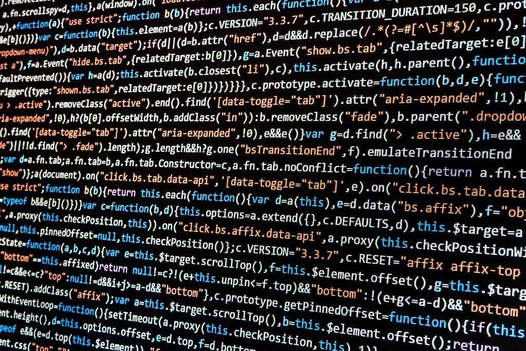 Colourful source code on a computer screen
